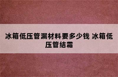 冰箱低压管漏材料要多少钱 冰箱低压管结霜